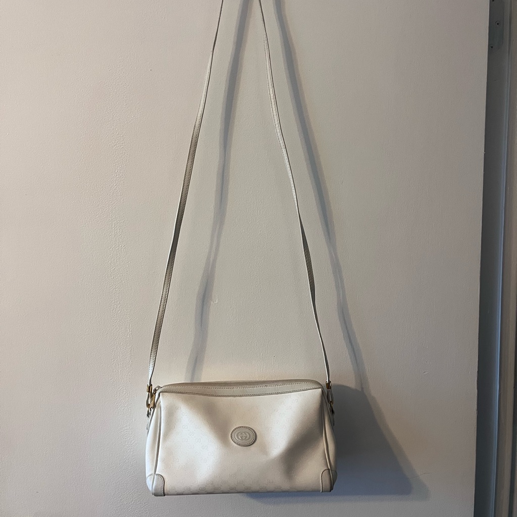 Authentic Vintage White Gucci Crossbody Bag From The 1980s